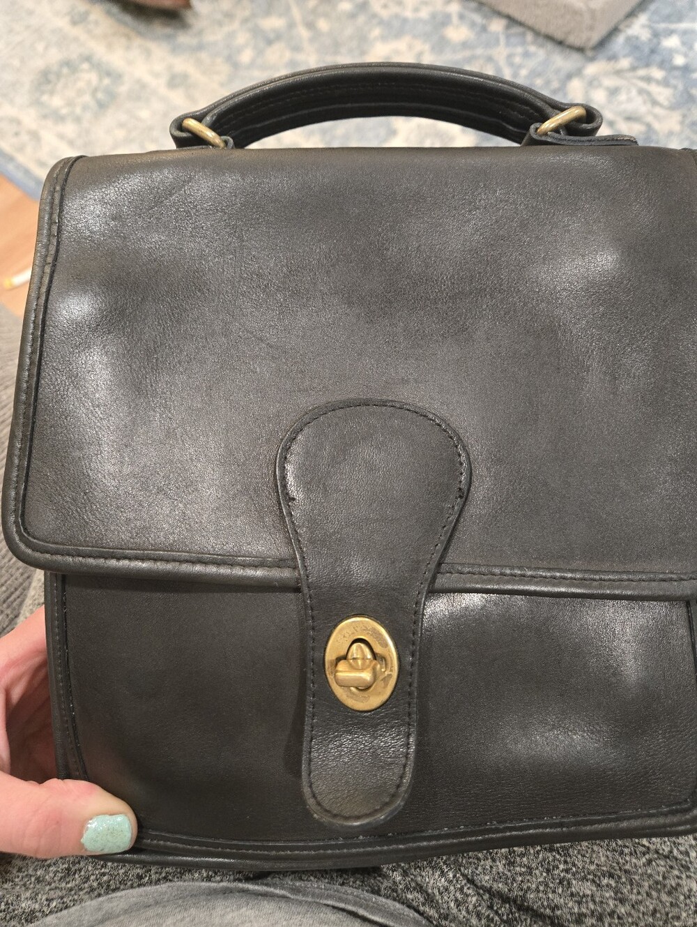 Coach• Vintage Station Black Leather Bag with Gold Accent. M4C 5130 - Picture 7 of 16